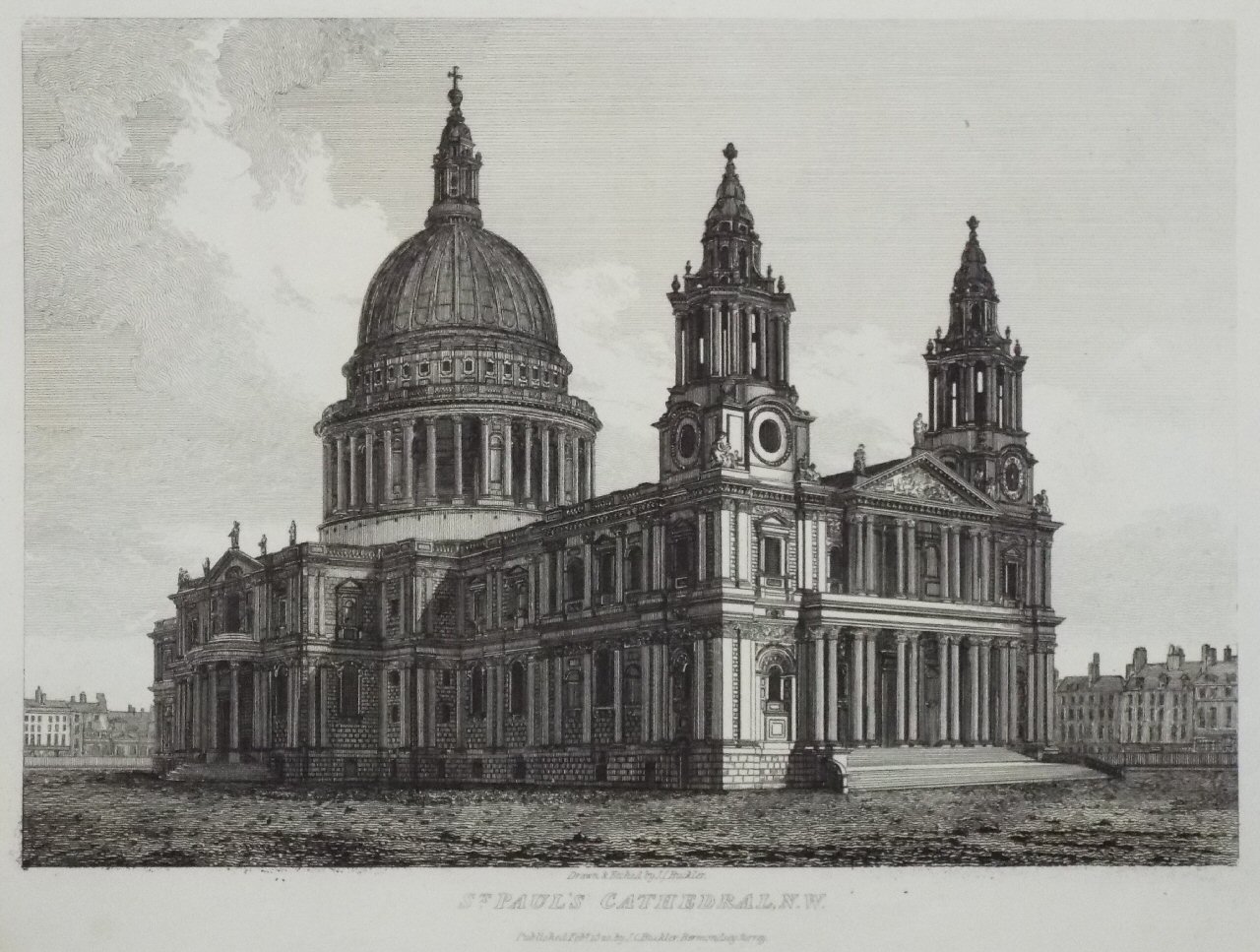 Etching - St. Paul's Cathedral, N.W. - Buckler